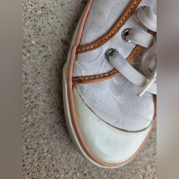 COACH Barrett Signature C Sneakers in White Tan Women's Size 7.5B Classic Skater - Picture 5 of 16
